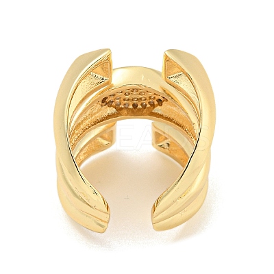 Oval Clear Cubic Zirconia Open Cuff Ring X-RJEW-L121-039G-1