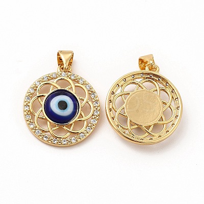 Rack Plating Brass Micro Pave Clear Cubic Zirconia Pendants LAMP-A153-07G-04-1
