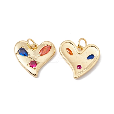 Rack Plating Brass Micro Pave Colorful Cubic Zirconia Pendants ZIRC-C040-37G-1