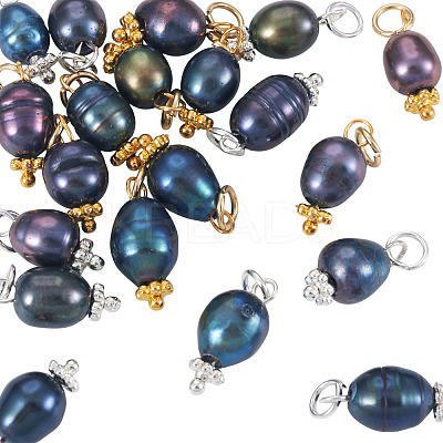 20Pcs 2 Style Natural Cultured Freshwater Pearl Pendants PALLOY-TAC0203-1