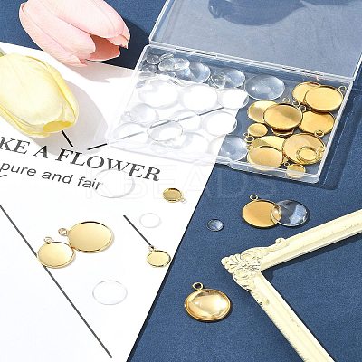 DIY Blank Dome 304 Stainless Steel Pendant Making Kits DIY-FS0008-36-1