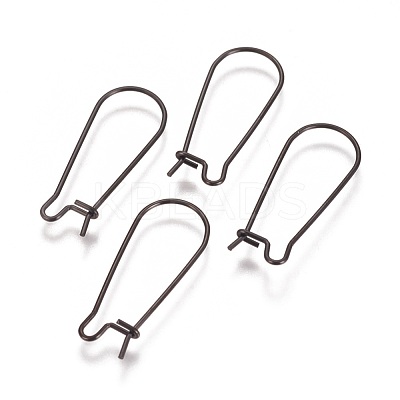 304 Stainless Steel Hoop Earrings Findings Kidney Ear Wires Ion Plating(IP) STAS-L216-22B-B-1