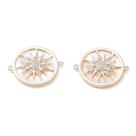 Rack Plating Brass Micro Pave Clear Cubic Zirconia Connector Charms KK-A183-55A-G-1