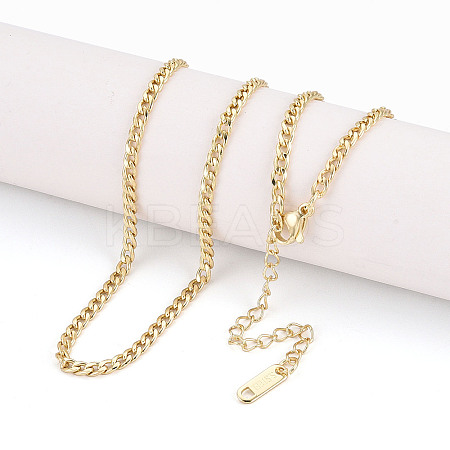 Ion Plating(IP) 3MM 304 Stainless Steel Curb Chain Necklaces NJEW-N059-01G-1