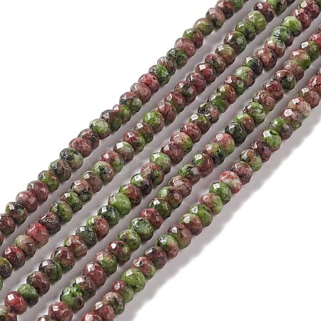 Dyed Natural Sesame Jasper/Kiwi Jasper Rondelle Beads Strands G-E316-A05-1