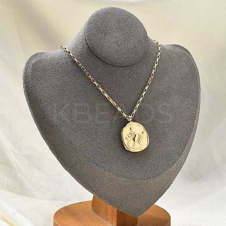 304 Stainless Steel Constellation Pendant Necklaces NJEW-K392-01G-08-1