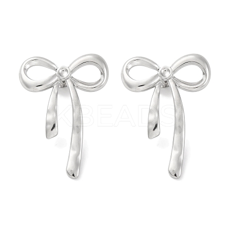 304 Stainless Steel Bowknot Stud Earrings EJEW-D281-03S-1