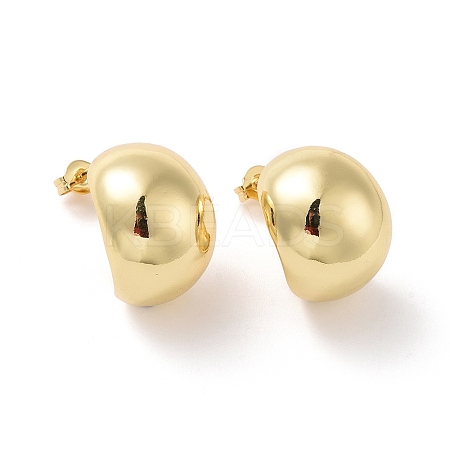 Rack Plating Brass Half Round Stud Earrings X-EJEW-G315-07G-1