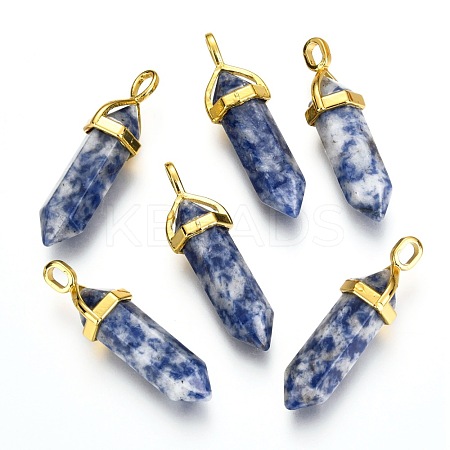 Natural Blue Spot Jasper Double Terminated Pointed Pendants G-G902-B04-1