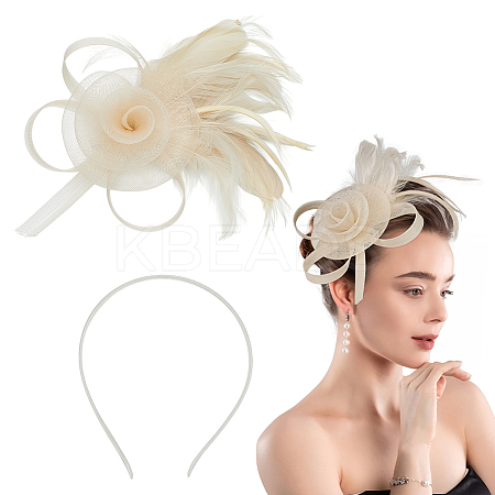 Polyester & Fether Hair Accessories AJEW-WH0031-31A-1