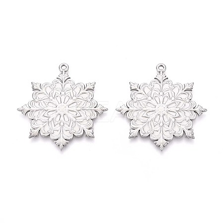 304 Stainless Steel Christmas Snowflake Pendants STAS-T067-38P-1