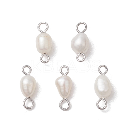 Natural Freshwater Pearl Potato Connector Charms PALLOY-JF03201-02-1