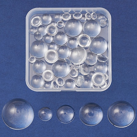 56Pcs 5 Styles Transparent Glass Cabochons GGLA-FS0001-03-1