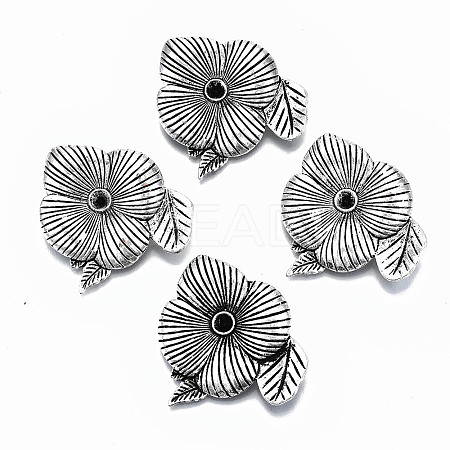 Tibetan Style Alloy Cabochon Connector Rhinestone Settings LS-TIBE-N011-008AS-RS-1
