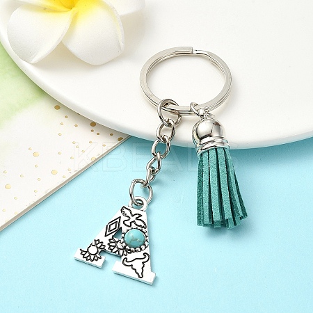 Alloy with Resin Imitation Synthetic Turquoise Keychain KEYC-YW00087-01-1