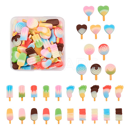 60Pcs 6 Style Resin Decoden Cabochons RESI-TA0001-36-1