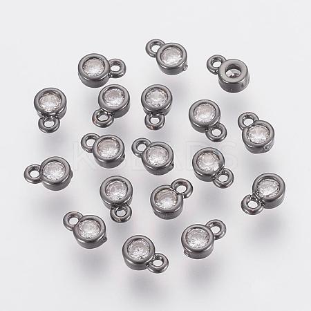 Brass Cubic Zirconia Charms ZIRC-P068-01B-1