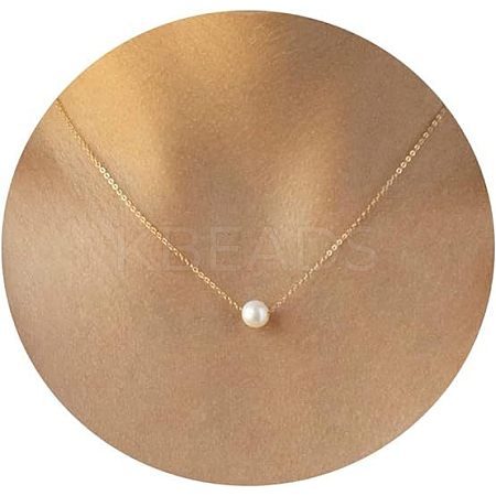 Simple Style Round Imitation Pearl Bead Pendant Alloy Chain Necklaces for Women FS-WG0DEC3-05-1