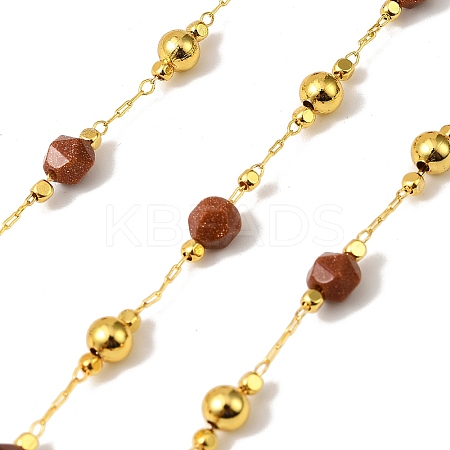 Handmade Goldstone Faceted Round Beaded Chains CHC-F021-01G-05-1