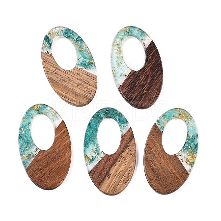 Transparent Resin and Walnut Wood Pendants RESI-T057-02I-1