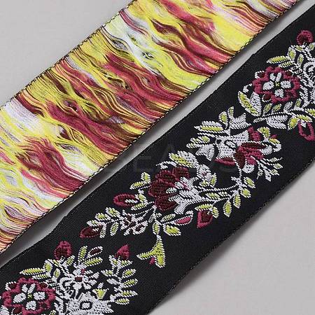 10 Yards Polyester Flower Jacquard Ribbons OCOR-WH20004-02-1