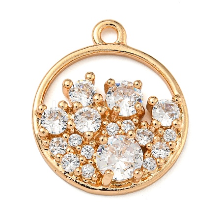 Brass Micro Pave Clear Cubic Zirconia Pendants ZIRC-U003-01G-01-1