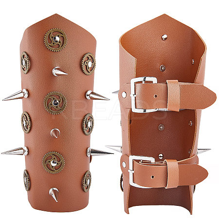 Imitation Leather Punk Style Cuff Wristband for Bikers AJEW-WH0258-905A-1