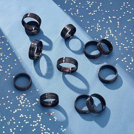 16Pcs 8 Size 316 Stainless Steel Grooved Finger Ring for Men Women RJEW-DC0001-09B-1