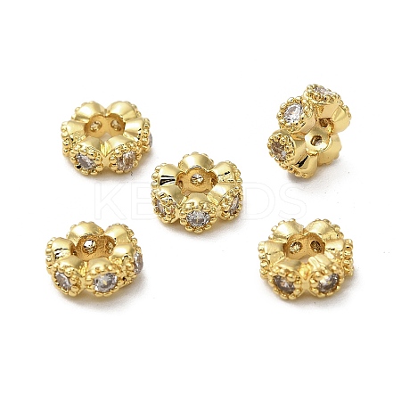 Brass Micro Pave Cubic Zirconia Beads KK-B142-18G-1