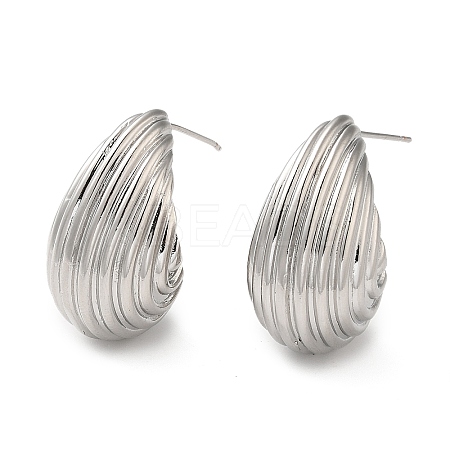 Rack Plating Brass Shell Shape Stud Earrings for Women EJEW-Z019-20P-1