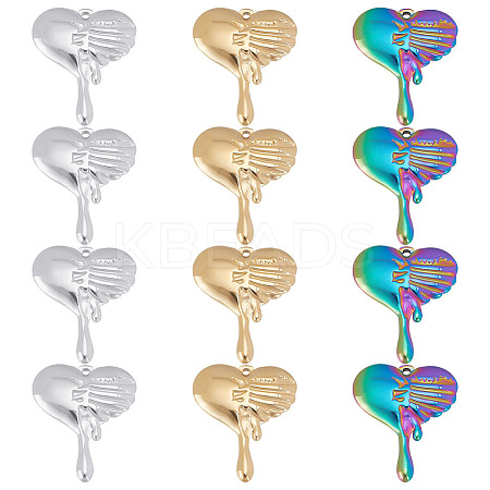 12Pcs 3 Colors 304 Stainless Steel Pendants STAS-UN0039-27-1