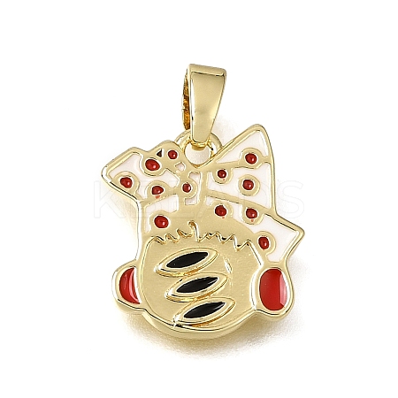 Brass with Red Enamel Charms KK-CBAA632-29G-1