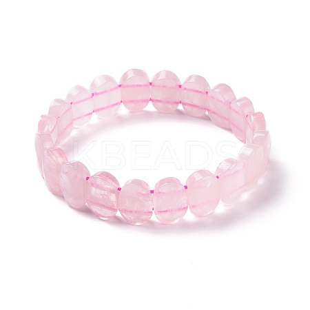 Natural Rose Quartz Oval Beaded Stretch Bracelet G-E010-01N-1