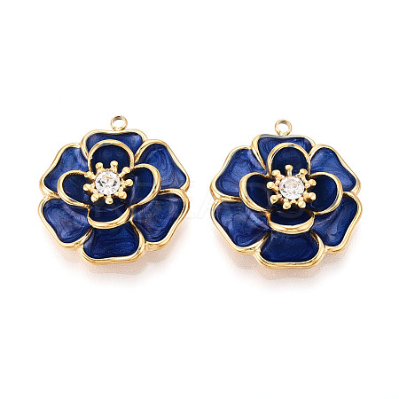 304 Stainless Steel Pave Crystal Rhinestone and Enamel Pendants STAS-T068-30-1