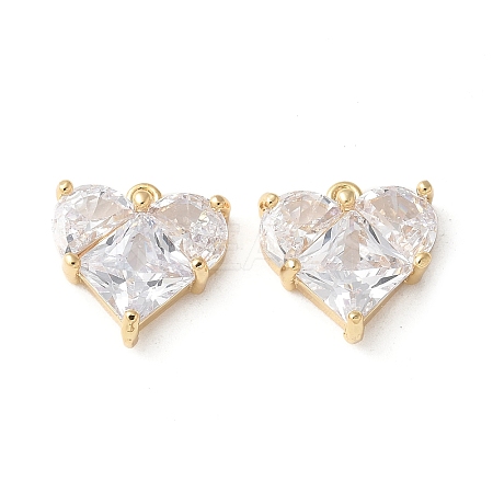 Brass Micro Pave Clear Cubic Zirconia Pendants KK-Q031-42G-03-1