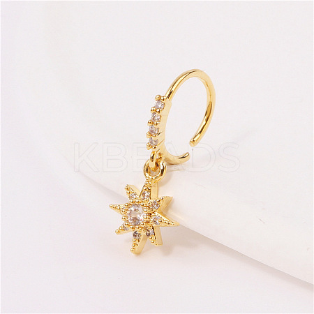 Brass Micro Pave Clear Cubic Zirconia Dangle Hoop Nose Rings FS-WG904D6-02-1