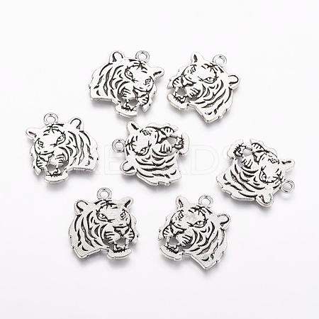 Tibetan Style Alloy Tiger Pendants X-TIBEP-Q043-298-RS-1