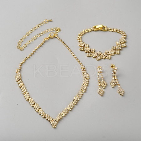 Brass & Iron & Rhinestone Jewelry Sets AJEW-WH0695-237G-1