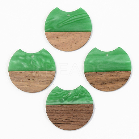 Opaque Resin & Walnut Wood Pendants RESI-S389-001A-C03-1