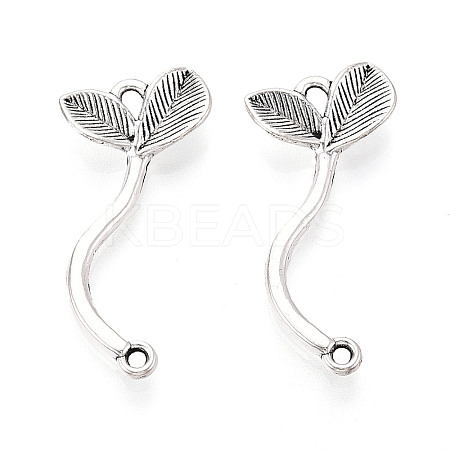Tibetan Style Alloy Leaf  Links Connector Charmss PALLOY-T094-11AS-1