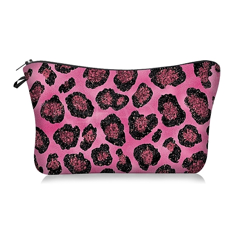 Leopard Print Polyester Cosmetic Zipper Pouches PW-WGDCEF5-02-1