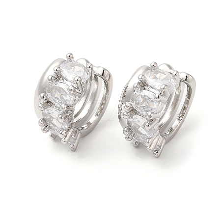 Platinum Plated Brass Cuff Earrings with Rhinestone for Women EJEW-D065-07P-03-1