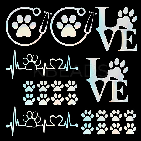 8 Sheets 4 Style Waterproof Heart & Bear Paw Pattern PET Car Decals Stickers STIC-GF0001-03A-1