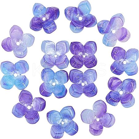 4-Petal Cellulose Acetate(Resin) Bead Caps KK-CA0001-04-1