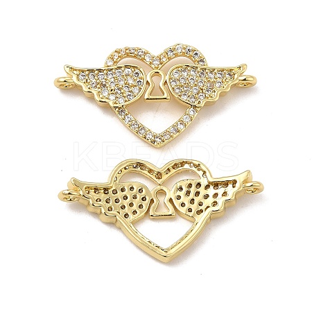 Brass Micro Pave Clear Cubic Zirconia Connector Charms KK-E068-VB344-1