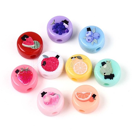 Opaque Printed Acrylic Beads OACR-T029-11M-1