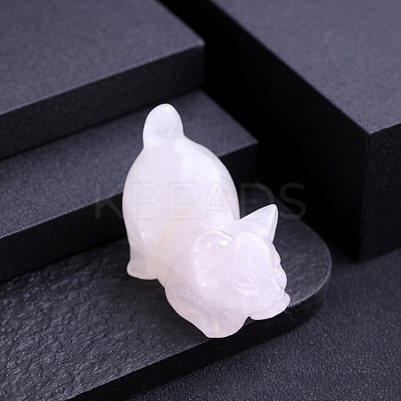 Natural Rose Quartz Carved Cat Statue PW-WG44631-15-1