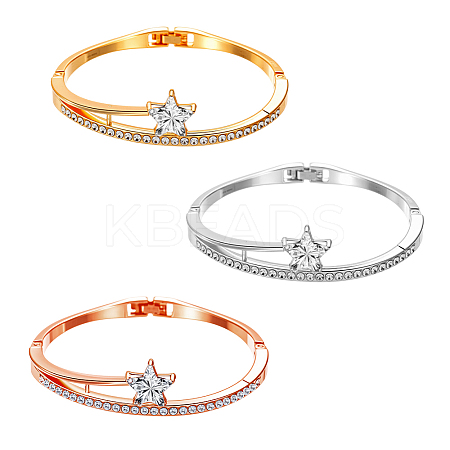 3Pcs 3 Colors Alloy Rhinestone Hinged Bangles for Women BJEW-HY0001-20-1