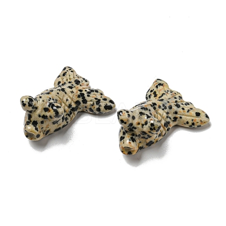 Natural Dalmatian Jasper Carved Healing Goldfish Figurines DJEW-D012-08F-1