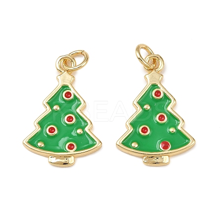 Christmas Brass Enamel Pendants KK-L255-17G-05-1